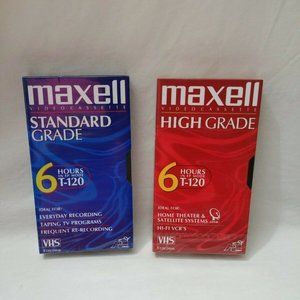 2 Maxwell New Blank T-120 VHS Tapes Standard & High